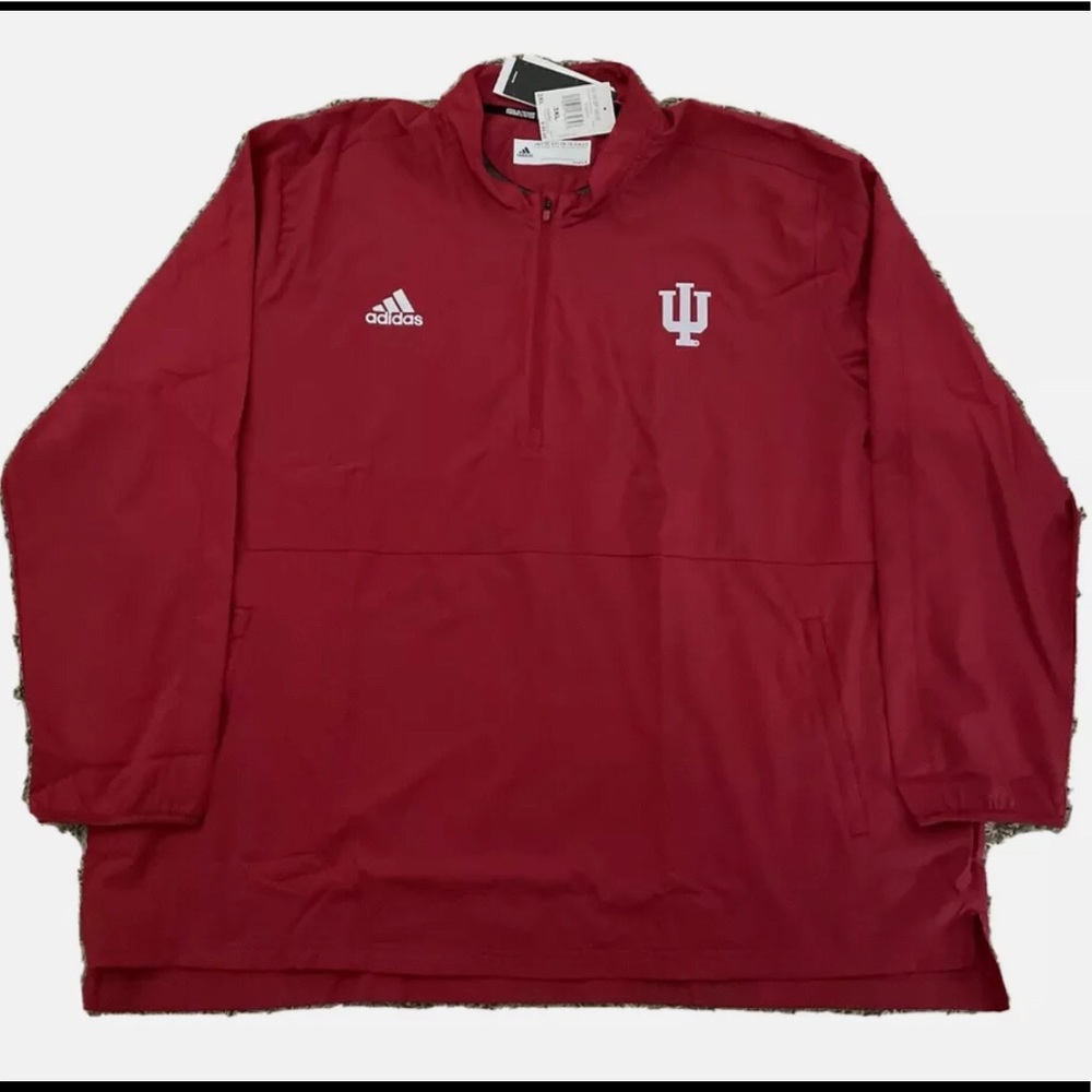 NWT! IU Adidas Mens 1/4 Zip Pullover Jacket Windbreaker Indiana Hoosiers Size3XL